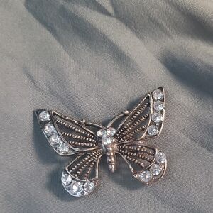 Elegant SilverToned Butterfly Brooch
